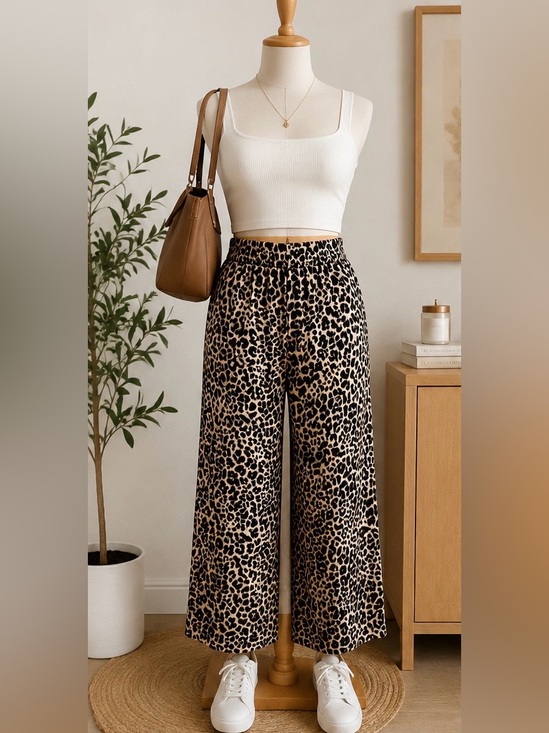 Anthropologie Pants - Anthropologie Leopard Print Wide Leg Pull-On Lounge Casual Women’s